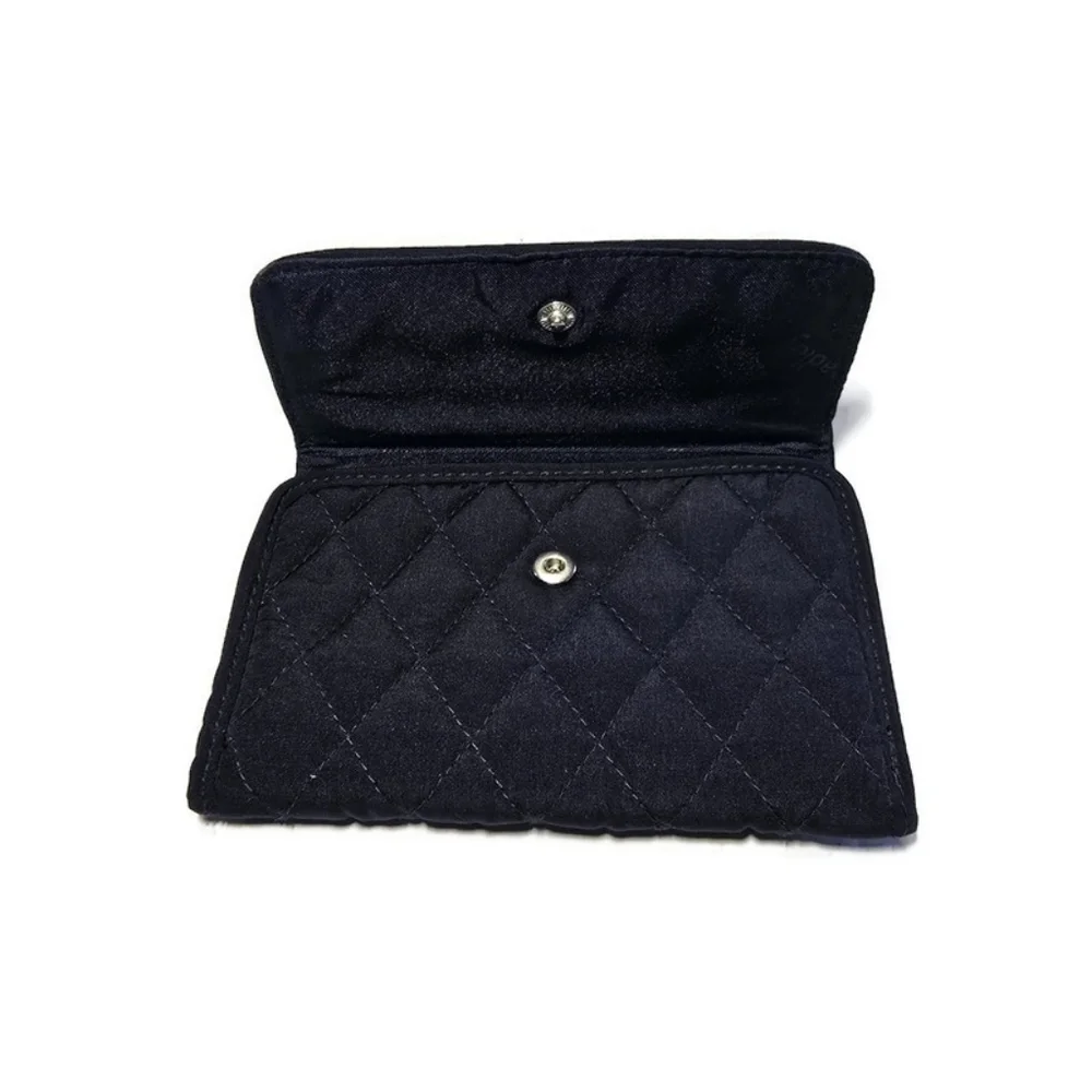 Vera Bradley Womens Navy Blue Quilted Tri-Fold Small Wallet 5x4 - Picture 3 of 7